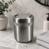 Stainless Steel Mini Swing Lid Dustbin for Bathroom Countertop & Vanity Use 5.5 Inch Diameter x 6.5 Inch Height