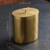 Luxury Oval Double Wall Matte Gold Ice Bucket with Lid & Tongs  (5.5” L × 4” W × 7” H)
