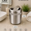 Stainless Steel Mini Swing Lid Dustbin for Bathroom Countertop & Vanity Use 5.5 Inch Diameter x 6.5 Inch Height
