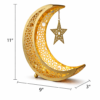 Elegant Golden Crescent Moon & Star Metal Table Decor Showpiece with Intricate Cutwork Design – 11 Inch Height x 9 Inch Length x 3 Inch Width
