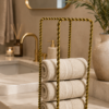 Luxury Gold Twisted Metal Tissue Roll Stand with Marble Base 7.5 x 4 x 12 Inch