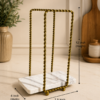 Luxury Gold Twisted Metal Tissue Roll Stand with Marble Base 7.5 x 4 x 12 Inch